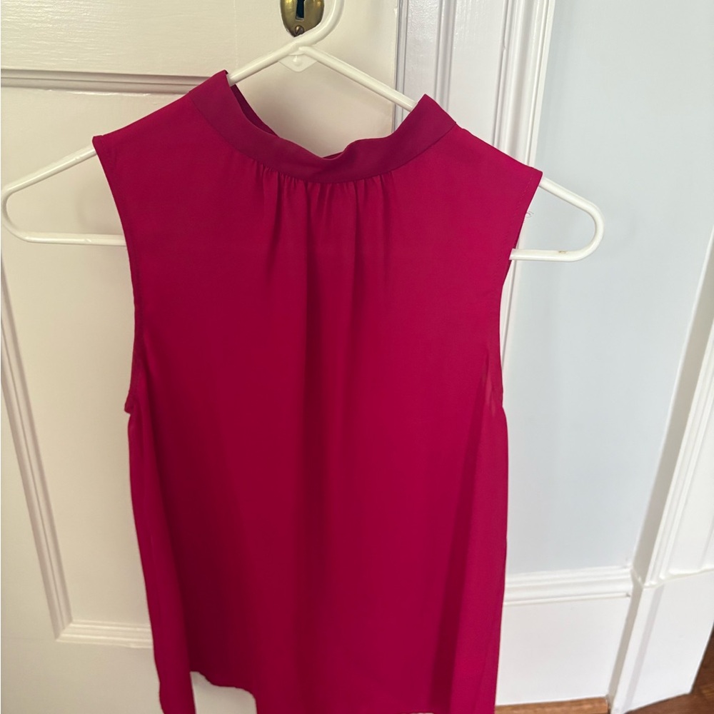 Amanda Uprichard Pink Sleeveless Blouse with Mandarin Collar